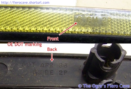 Original Equipment DOT Markings for Fiero Rounded front marker lights